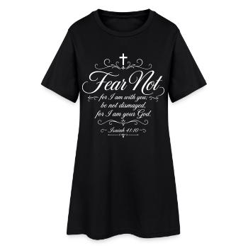 Fürchtet euch nicht – Jesaja 41,10 Bibelvers - Frauen T-Shirt-Kleid - Schwarz - Vorne