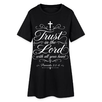 Vertraue dem Herrn von ganzem Herzen – Sprichwörter - Frauen T-Shirt-Kleid - Schwarz - Vorne