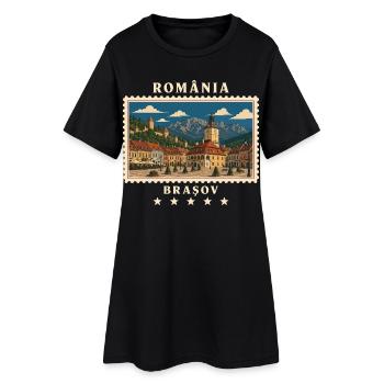 Rumänien Brașov Vintage Reisemarke - Frauen T-Shirt-Kleid - Schwarz - Vorne