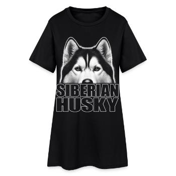 Husky portrait with lettering Siberian Husky - Women’s T-Shirt Dress - black - Front