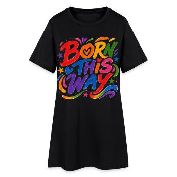 Born This Way Regenbogen CSD Pride Spruch - Frauen T-Shirt-Kleid - Schwarz - Vorne