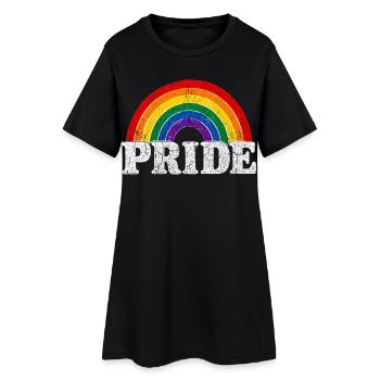 Pride Rainbow Vintage Regenbogen Shirt Sticker - Frauen T-Shirt-Kleid - Schwarz - Vorne
