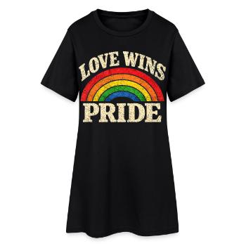 Love Wins Pride Regenbogen CSD LGBTQ Community - Frauen T-Shirt-Kleid - Schwarz - Vorne