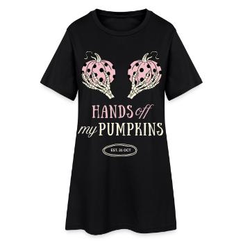 Hands Off My Pumpkins Halloween Kürbis Geschenk - Frauen T-Shirt-Kleid - Schwarz - Vorne