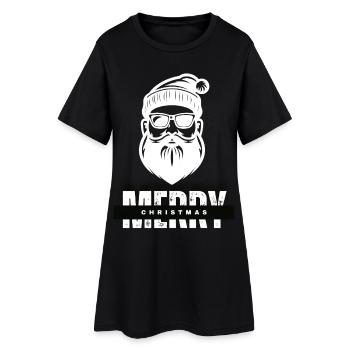 Merry Christmas Weihnachtsmann Geschenk - Frauen T-Shirt-Kleid - Schwarz - Vorne