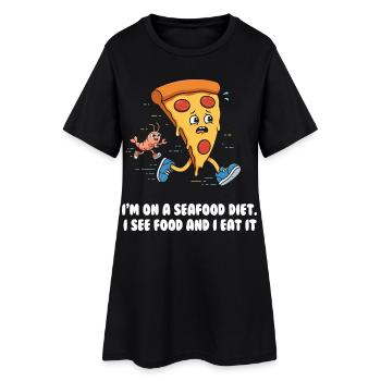 Seafood Diet Wortwitz mit Pizza und Garnele - Frauen T-Shirt-Kleid - Schwarz - Vorne