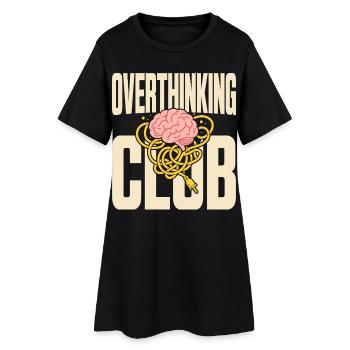 Overthinking Club mit Gedankenchaos - Frauen T-Shirt-Kleid - Schwarz - Vorne