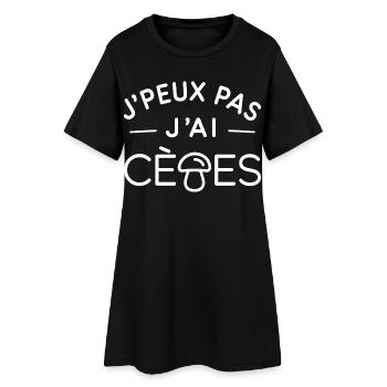 Cèpes Humour Cadeau Passionné de Champignons - Robe T-shirt Femme - noir - Devant