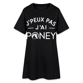 Poney Humour Cadeau Passionné d'Équitation - Robe T-shirt Femme - noir - Devant