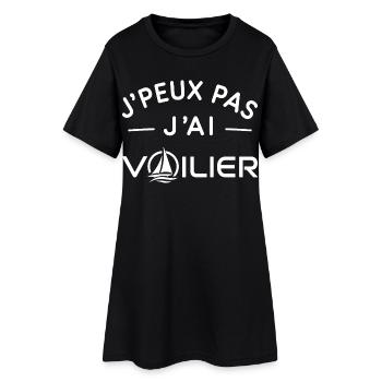 Voilier Humour Cadeau Passionné de Voile - Robe T-shirt Femme - noir - Devant