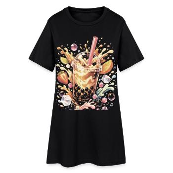 Bubble Tea Perles Tapioca Splash Art - Robe T-shirt Femme - noir - Devant