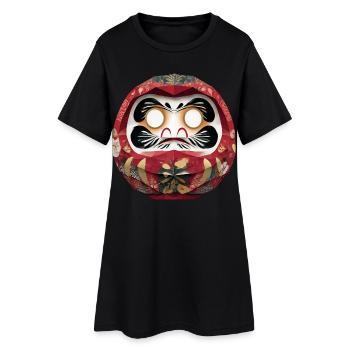 Blumenkreis-Daruma im Feststil Daruma Origami - Frauen T-Shirt-Kleid - Schwarz - Vorne