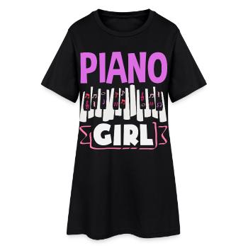 Piano Klavier Musiker Geschenk Geschenkidee - Frauen T-Shirt-Kleid - Schwarz - Vorne