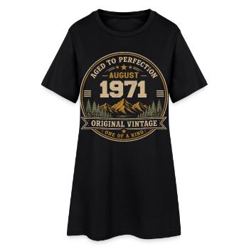 August 1971 Original-Geburtstag Vintage Mountain - Frauen T-Shirt-Kleid - Schwarz - Vorne