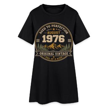 August 1976 Originalgeburtstag Vintage Mountain - Frauen T-Shirt-Kleid - Schwarz - Vorne