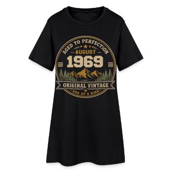 August 1969 Original Birthday Vintage Mountain - Women’s T-Shirt Dress - black - Front
