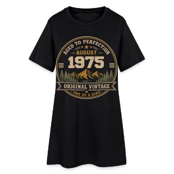 August 1975 Original Birthday Vintage Mountain - Women’s T-Shirt Dress - black - Front