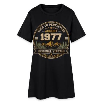 August 1977 Original Birthday Vintage Mountain - Frauen T-Shirt-Kleid - Schwarz - Vorne