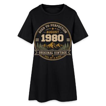 August 1980 Original Geburtstag Vintage Mountain - Frauen T-Shirt-Kleid - Schwarz - Vorne