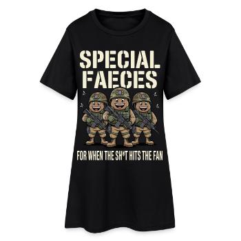 Besondere Fäkalien für den Moment, wenn der Mistzufall den Ventilator trifft - Frauen T-Shirt-Kleid - Schwarz - Vorne