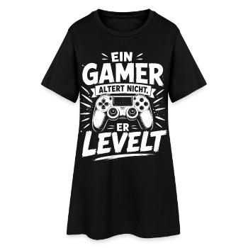 Ein Gamer altert nicht, er levelt - Frauen T-Shirt-Kleid - Schwarz - Vorne