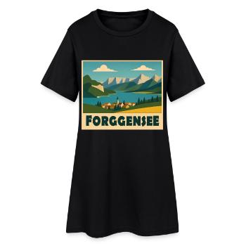 Forggensee Minimal - Frauen T-Shirt-Kleid - Schwarz - Vorne