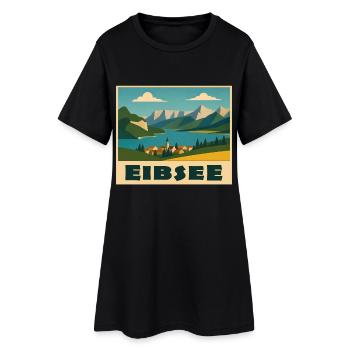 Eibsee Minimal - Frauen T-Shirt-Kleid - Schwarz - Vorne