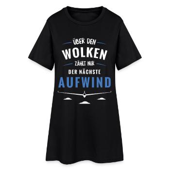 Über den Wolken zählt Aufwind - Frauen T-Shirt-Kleid - Schwarz - Vorne