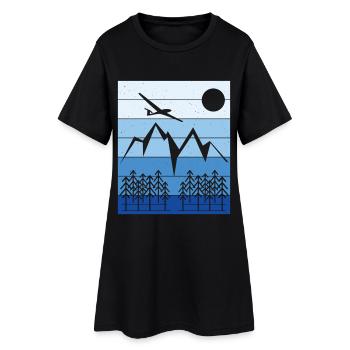 Segelflug Landschaft Design - Frauen T-Shirt-Kleid - Schwarz - Vorne