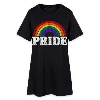 Pride Regenbogen für LGBTQ Fans Retro LQBTQ CSD - Frauen T-Shirt-Kleid - Schwarz - Vorne
