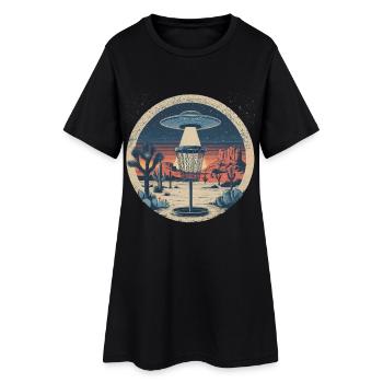 Disc Golf Putter UFO Korb Retro Vintage Wüste Nach - Frauen T-Shirt-Kleid - Schwarz - Vorne