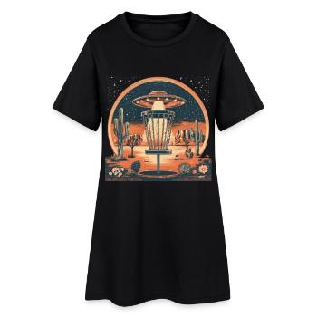 Disc Golf Outfit Lustiges Discgolf T - Frauen T-Shirt-Kleid - Schwarz - Vorne