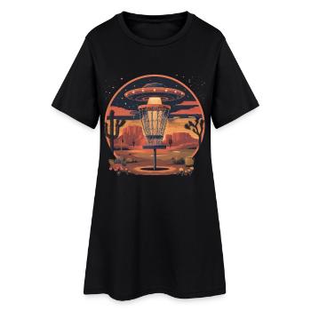 Disc Golf Set UFO Wüste Retro Vintage Kakteen  - Frauen T-Shirt-Kleid - Schwarz - Vorne