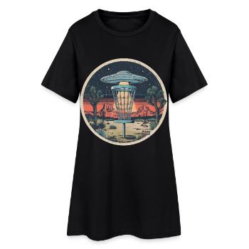 Disc Golf Scheiben UFO Retro Vintage Wüste Korb - Frauen T-Shirt-Kleid - Schwarz - Vorne