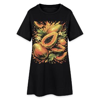 Papaya Tropic exotische Fruchtspritzkunst - Frauen T-Shirt-Kleid - Schwarz - Vorne