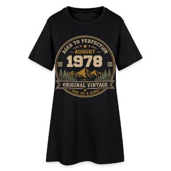 August 1978 Original Birthday Vintage Mountain - Frauen T-Shirt-Kleid - Schwarz - Vorne