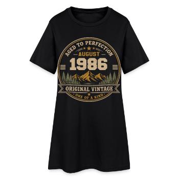 August 1986 Original Birthday Vintage Mountain - Frauen T-Shirt-Kleid - Schwarz - Vorne