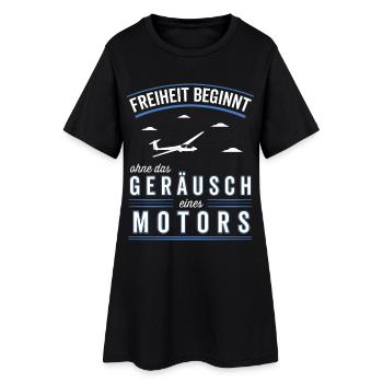 Freiheit beginnt ohne Motor Segelflieger - Frauen T-Shirt-Kleid - Schwarz - Vorne