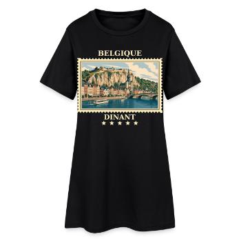 Belgien Dinant Vintage Reisemarke - Frauen T-Shirt-Kleid - Schwarz - Vorne