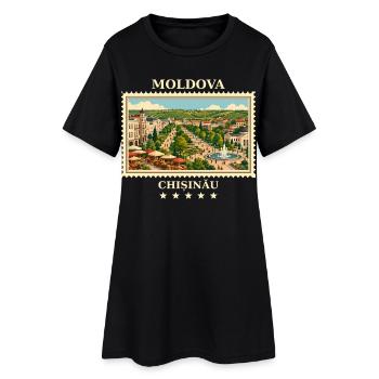 Moldau Chișinău Vintage Reisemarke - Frauen T-Shirt-Kleid - Schwarz - Vorne
