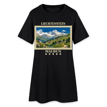 Liechtenstein Malbun Vintage Reisemarke - Frauen T-Shirt-Kleid - Schwarz - Vorne