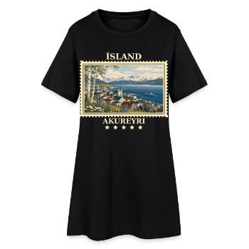 Island Akureyri Vintage Reisemarke - Frauen T-Shirt-Kleid - Schwarz - Vorne