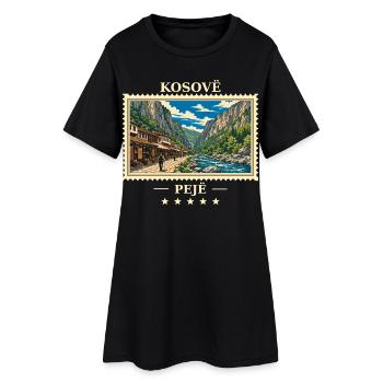 Kosovo Peja Vintage Reisemarke - Frauen T-Shirt-Kleid - Schwarz - Vorne