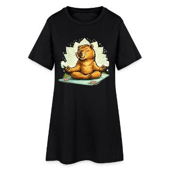 Douce capybara faisant du yoga - Robe T-shirt Femme - noir - Devant