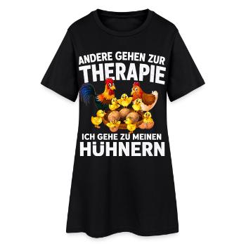 Hühner Therapie Hühnerliebhaber Landleben - Frauen T-Shirt-Kleid - Schwarz - Vorne