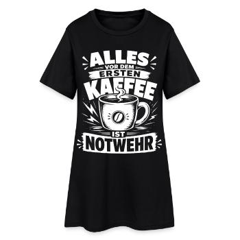 Alles vor dem ersten Kaffee ist Notwehr - Frauen T-Shirt-Kleid - Schwarz - Vorne