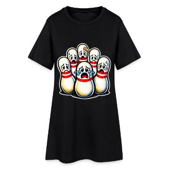 Bowling Pins - Frauen T-Shirt-Kleid - Schwarz - Vorne