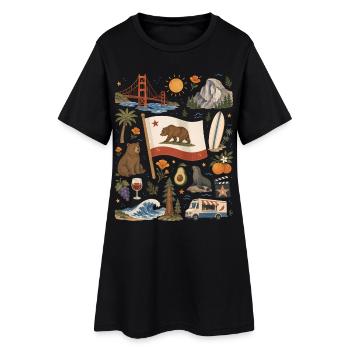Kalifornien | Küste, Berge & Freiheit - Frauen T-Shirt-Kleid - Schwarz - Vorne