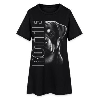 Portrait du rottweiler avec lettres ROTTIE - Robe T-shirt Femme - noir - Devant