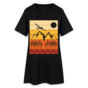 Segelflug Landschaft Design Sunset - Frauen T-Shirt-Kleid - Schwarz - Vorne